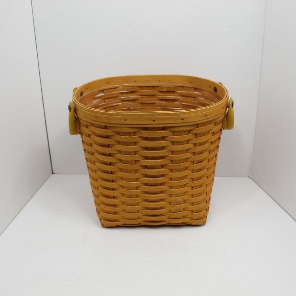 Longaberger Accents 200 Longaberger Basket With Leather Handles With Plastic Liner Poshmark